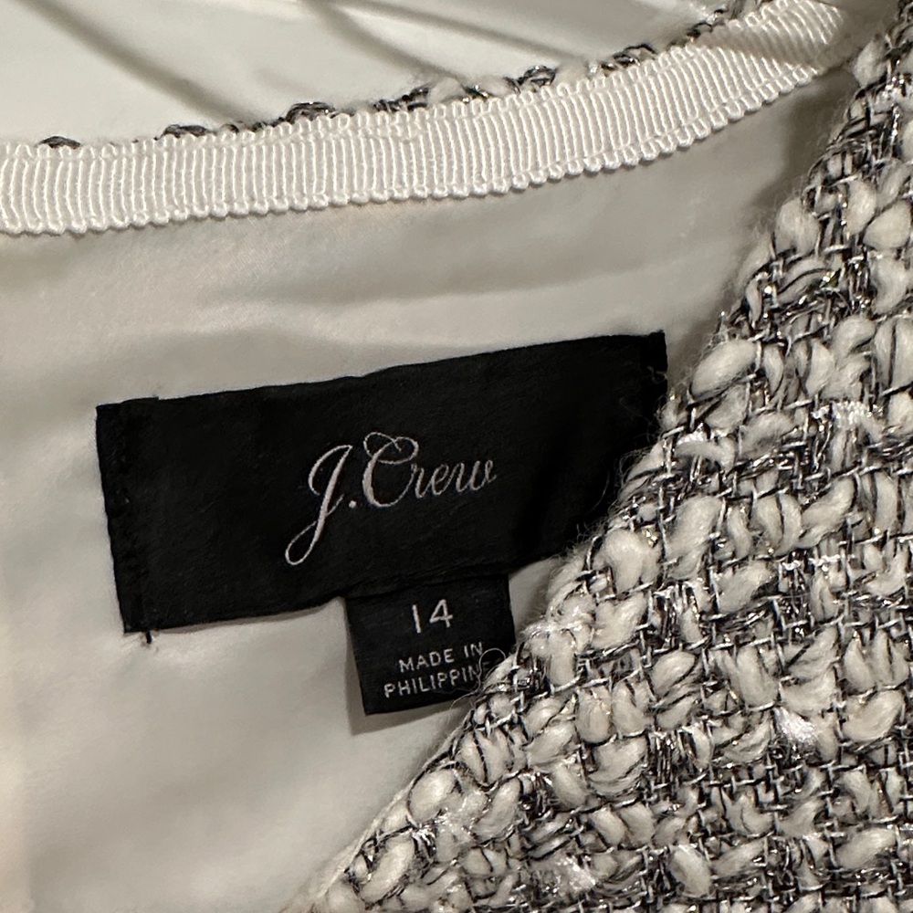 JCrew Gray Tweed Dress with Black Waist Fringe Detail - Picture 4 of 6